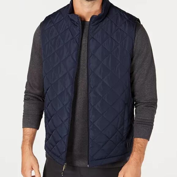 Zara Man Mens Quilted Vest Casual Work Outdoor Athleisure Navy Blue Small - Picture 1 of 8